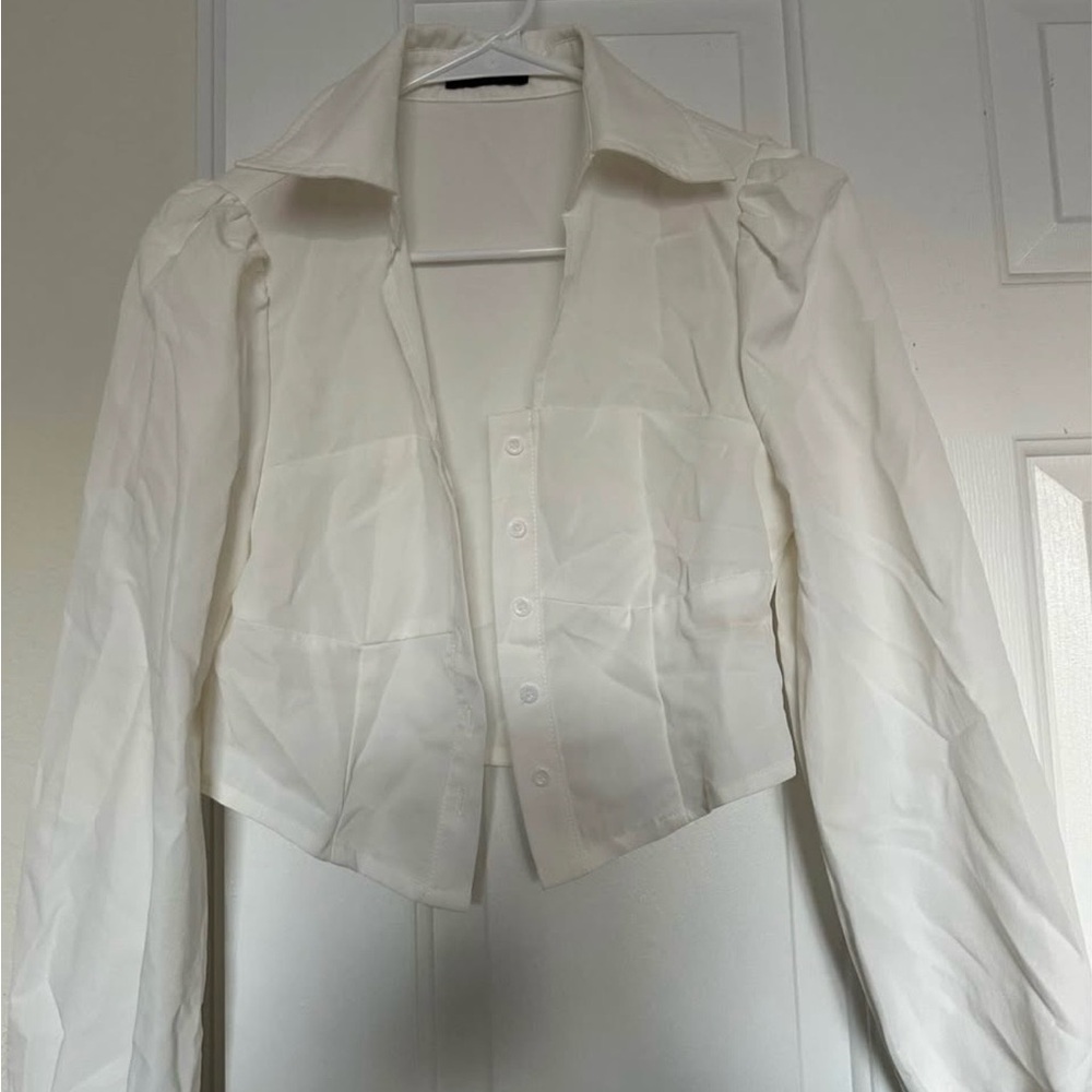White Long Sleeve Button-Up Blouse
